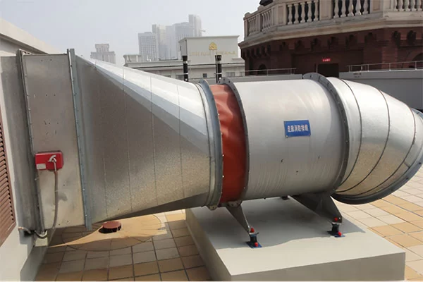 Use fire rated flexible duct connector for smoke exhaust fan